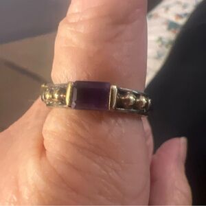 LAGOS Amethyst Ring sterling silver and 18k gold.  Size 9